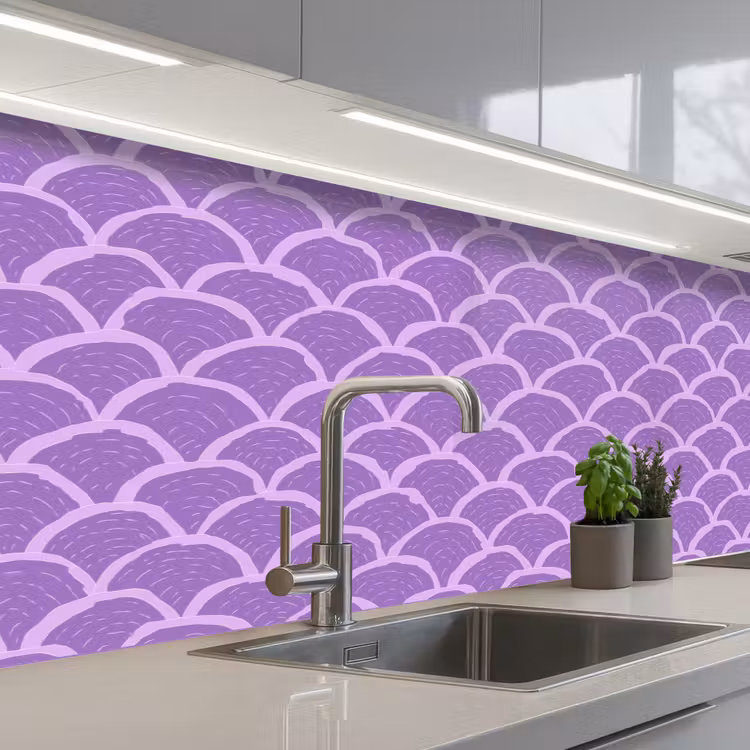 Keuken achterwand - Paars - Schubber - Schelpen - Handgetekend - Patroon — 2
