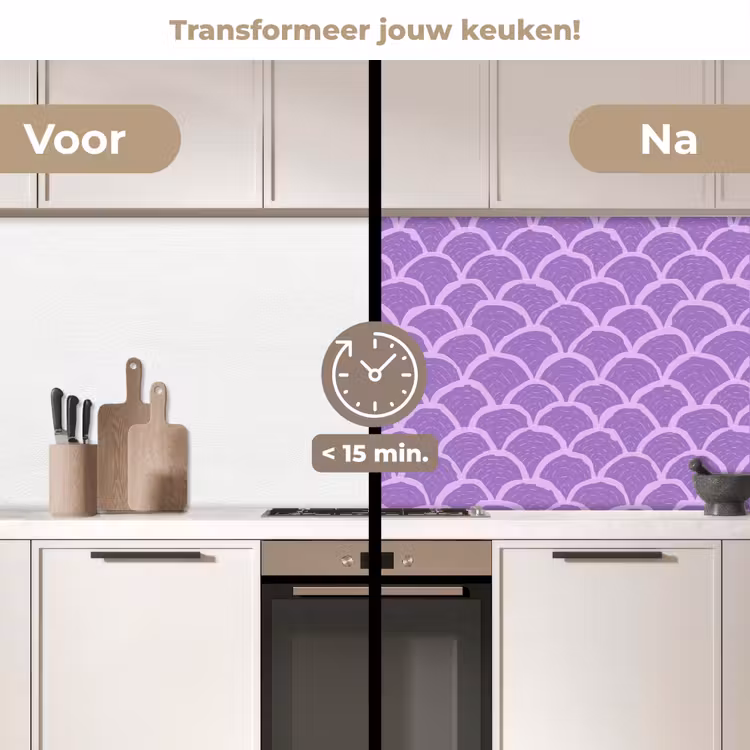 Keuken achterwand - Paars - Schubber - Schelpen - Handgetekend - Patroon — 3