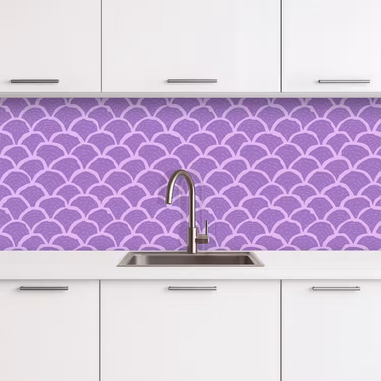 Keuken achterwand - Paars - Schubber - Schelpen - Handgetekend - Patroon — 4