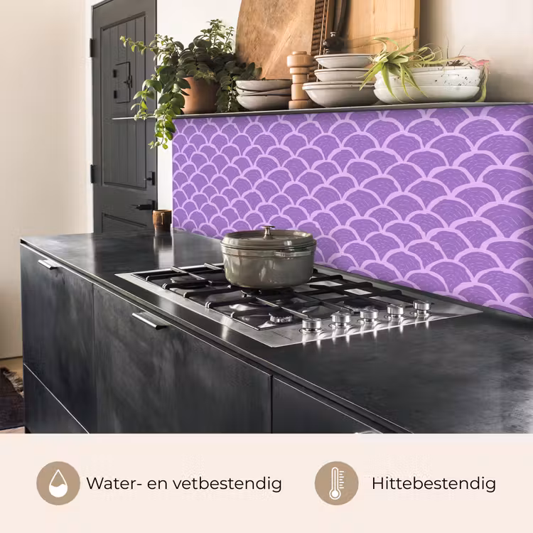 Keuken achterwand - Paars - Schubber - Schelpen - Handgetekend - Patroon — 5