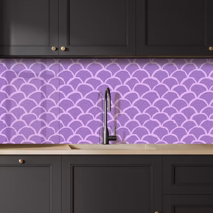 Keuken achterwand - Paars - Schubber - Schelpen - Handgetekend - Patroon — 6