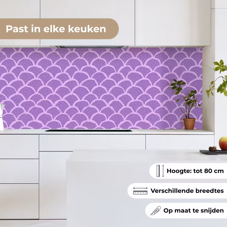 Keuken achterwand - Paars - Schubber - Schelpen - Handgetekend - Patroon — 7