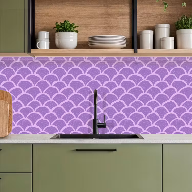 Keuken achterwand - Paars - Schubber - Schelpen - Handgetekend - Patroon — 8