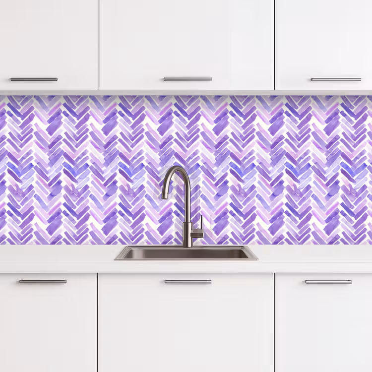 Keuken achterwand - Paars - Visgraat - Aquarel - Penseelstreken - Patroon — 4
