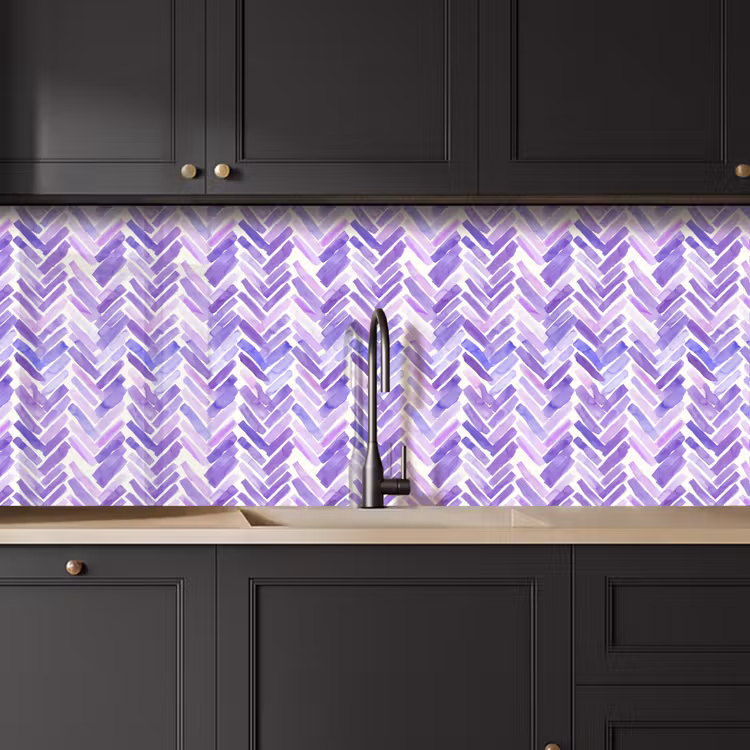 Keuken achterwand - Paars - Visgraat - Aquarel - Penseelstreken - Patroon — 6