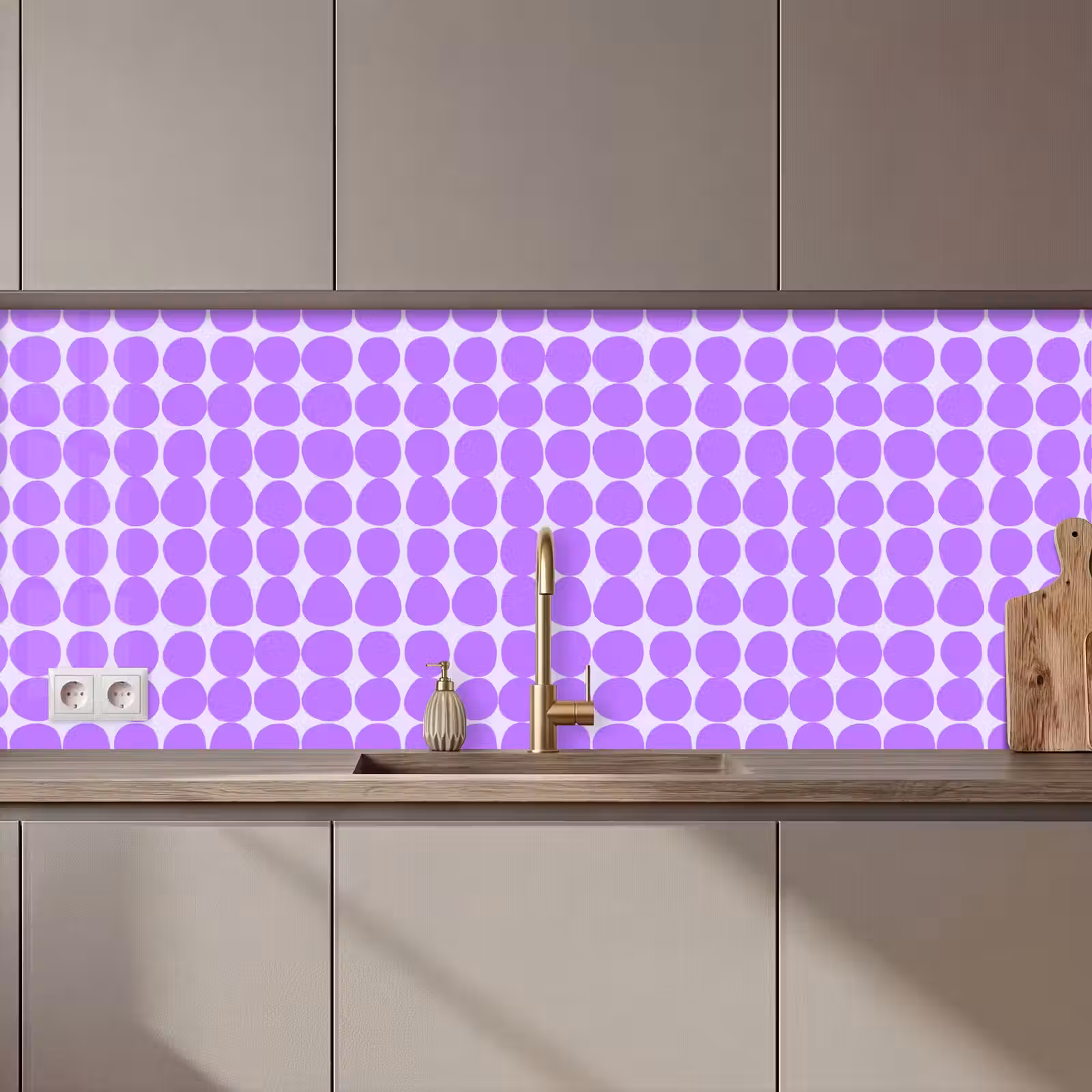 Keuken achterwand - Paars - Geometrisch - Stippen - Polka Dot - Patroon — 1
