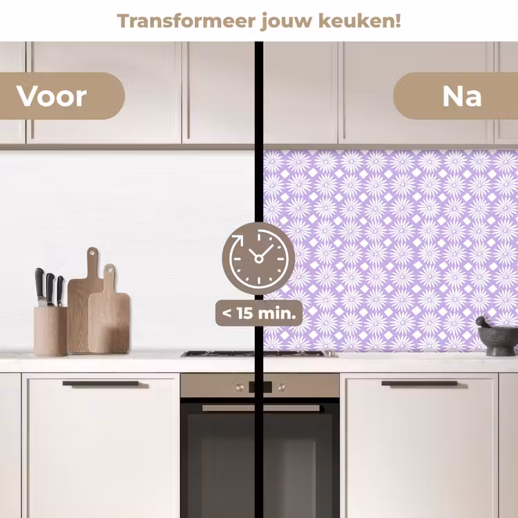 Keuken achterwand - Lila - Botanisch - Bloemen - Margrieten - Patroon — 3