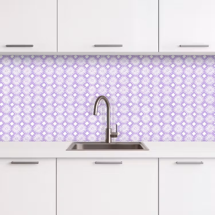 Keuken achterwand - Lila - Botanisch - Bloemen - Margrieten - Patroon — 4