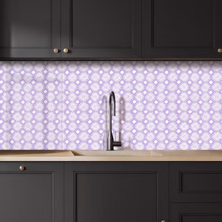 Keuken achterwand - Lila - Botanisch - Bloemen - Margrieten - Patroon — 6