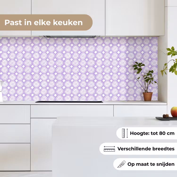 Keuken achterwand - Lila - Botanisch - Bloemen - Margrieten - Patroon — 7