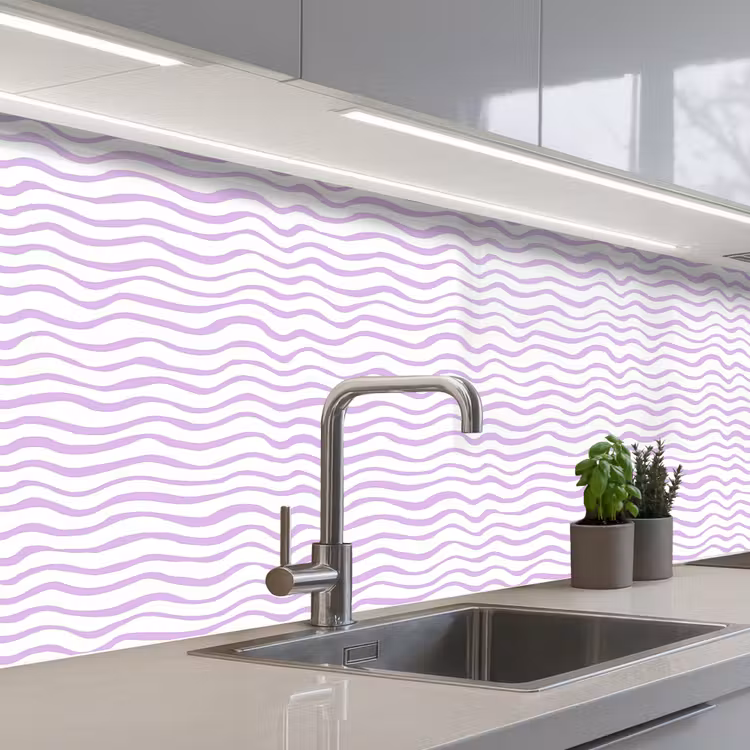 Keuken achterwand - Lila - Geometrisch - Golfjes - Lijnen - Patroon — 2