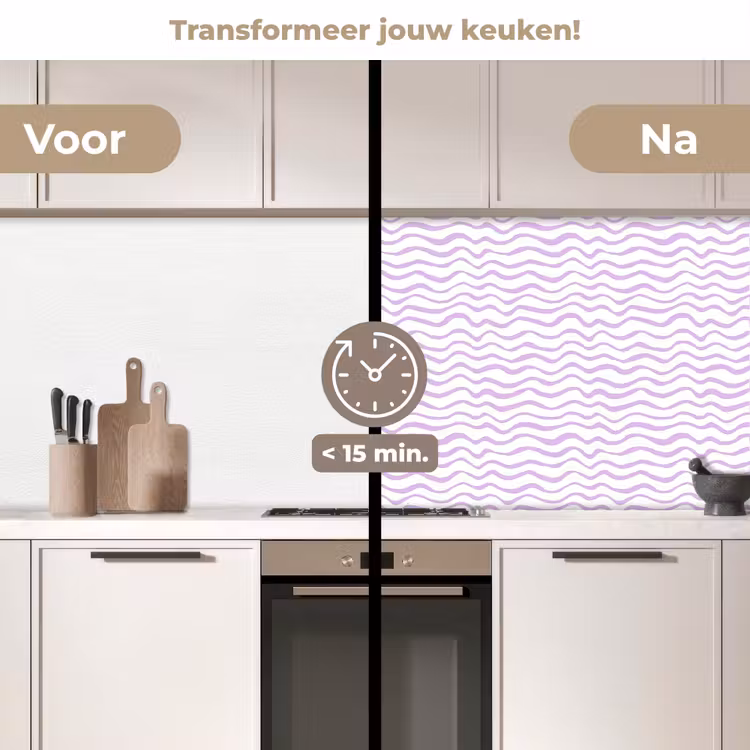 Keuken achterwand - Lila - Geometrisch - Golfjes - Lijnen - Patroon — 3