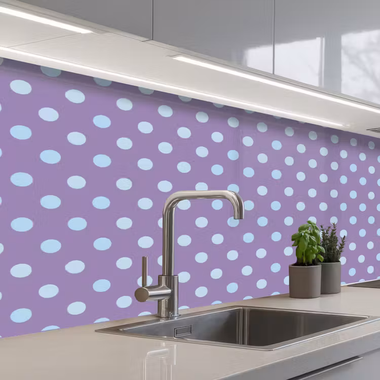 Keuken achterwand - Paars - Blauw - Geometrisch - Stippen - Polka Dot - Patroon — 2