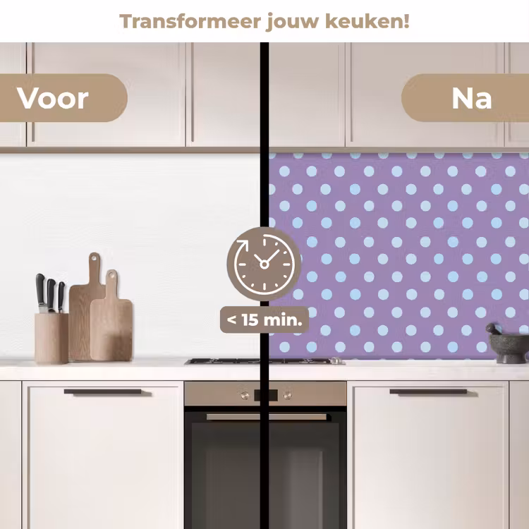 Keuken achterwand - Paars - Blauw - Geometrisch - Stippen - Polka Dot - Patroon — 3