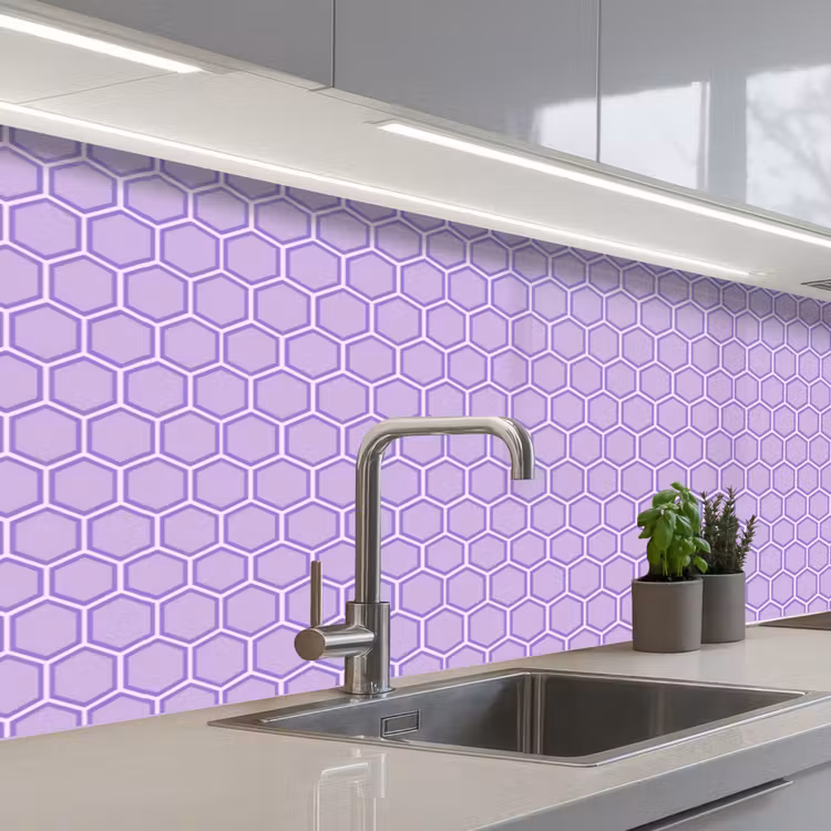 Keuken achterwand - Paars - Geometrisch - Honeycomb - Bijenraat - Patroon — 2