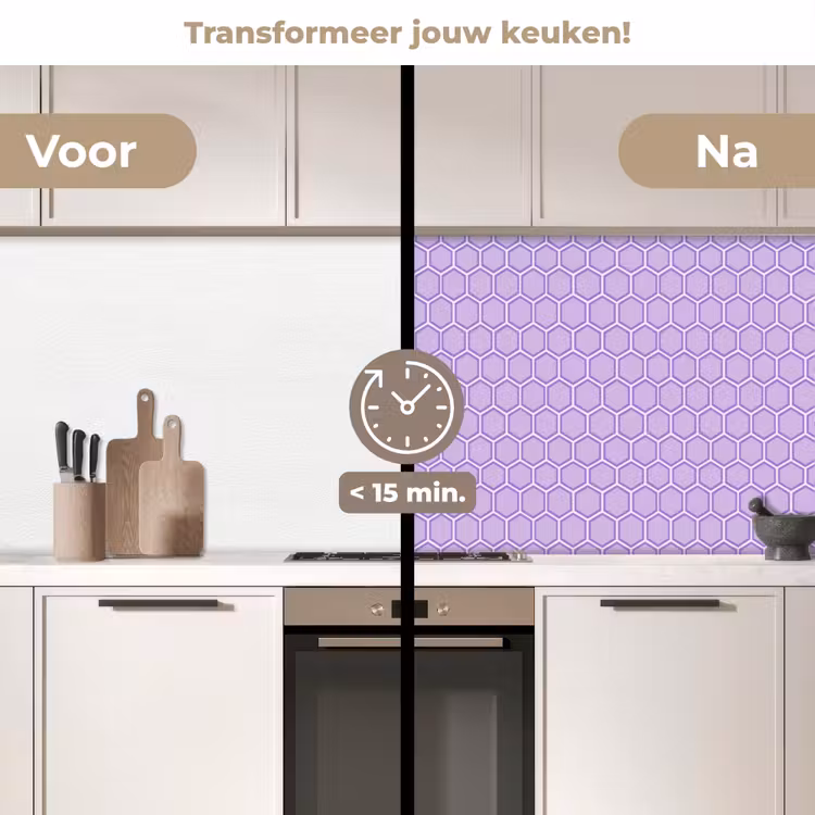 Keuken achterwand - Paars - Geometrisch - Honeycomb - Bijenraat - Patroon — 3