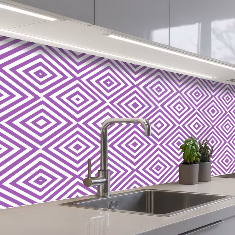 Keuken achterwand - Paars - Geometrisch - Ruiten - Concentrisch - Patroon — 2