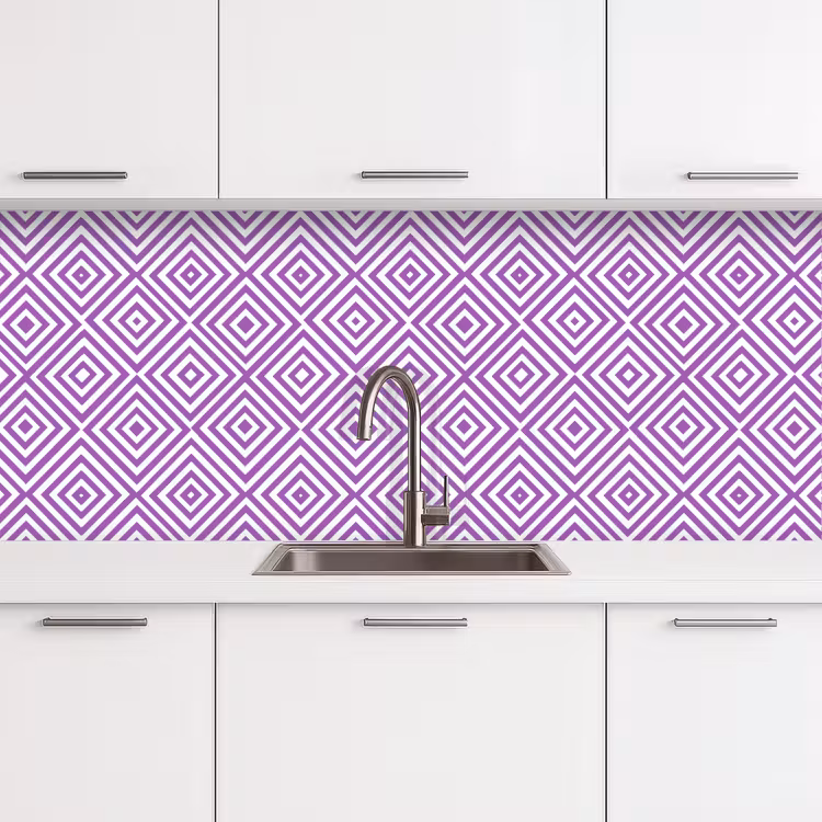 Keuken achterwand - Paars - Geometrisch - Ruiten - Concentrisch - Patroon — 4