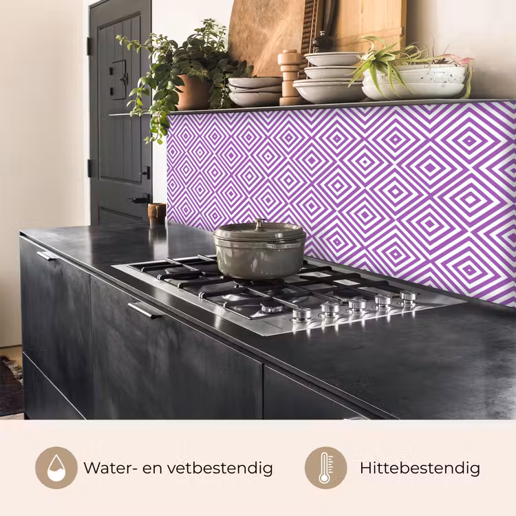 Keuken achterwand - Paars - Geometrisch - Ruiten - Concentrisch - Patroon — 5