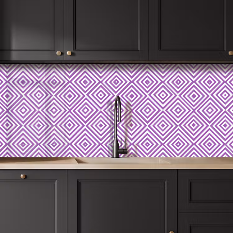 Keuken achterwand - Paars - Geometrisch - Ruiten - Concentrisch - Patroon — 6