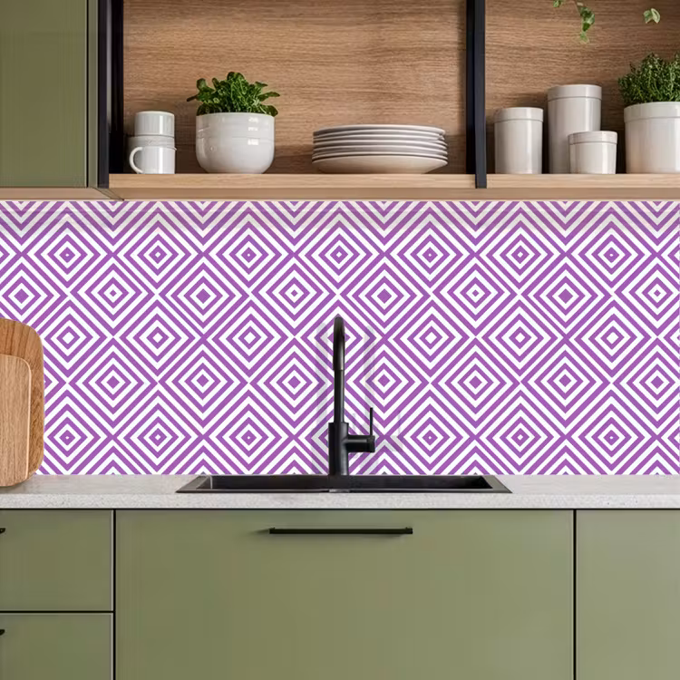 Keuken achterwand - Paars - Geometrisch - Ruiten - Concentrisch - Patroon — 8