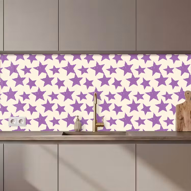 Keuken achterwand - Paars - Geometrisch - Sterren - Stempel - Patroon — 1