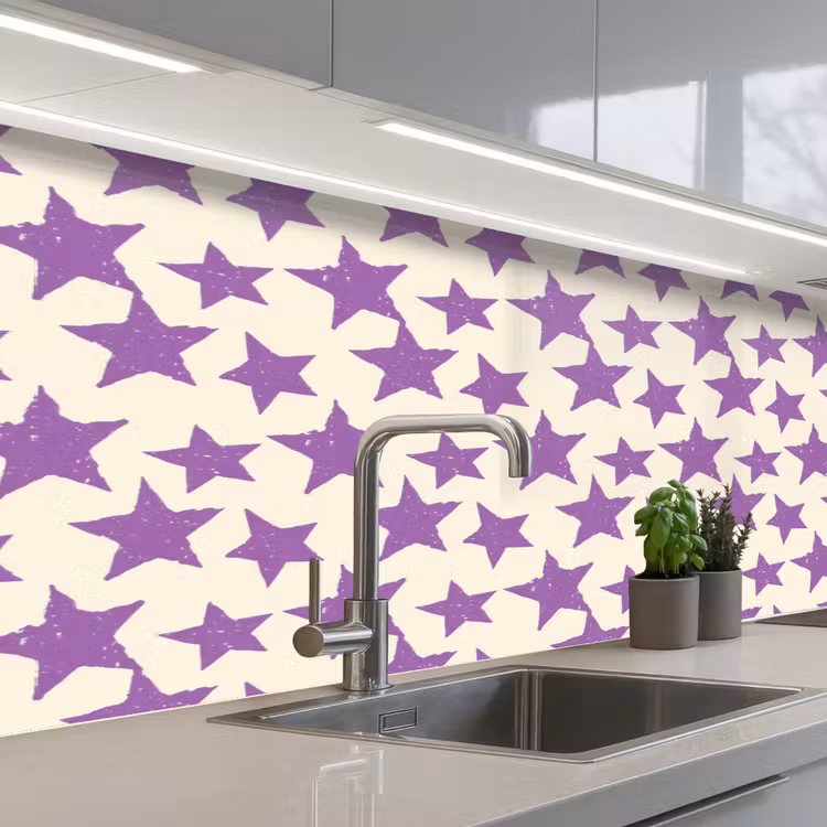 Keuken achterwand - Paars - Geometrisch - Sterren - Stempel - Patroon — 2