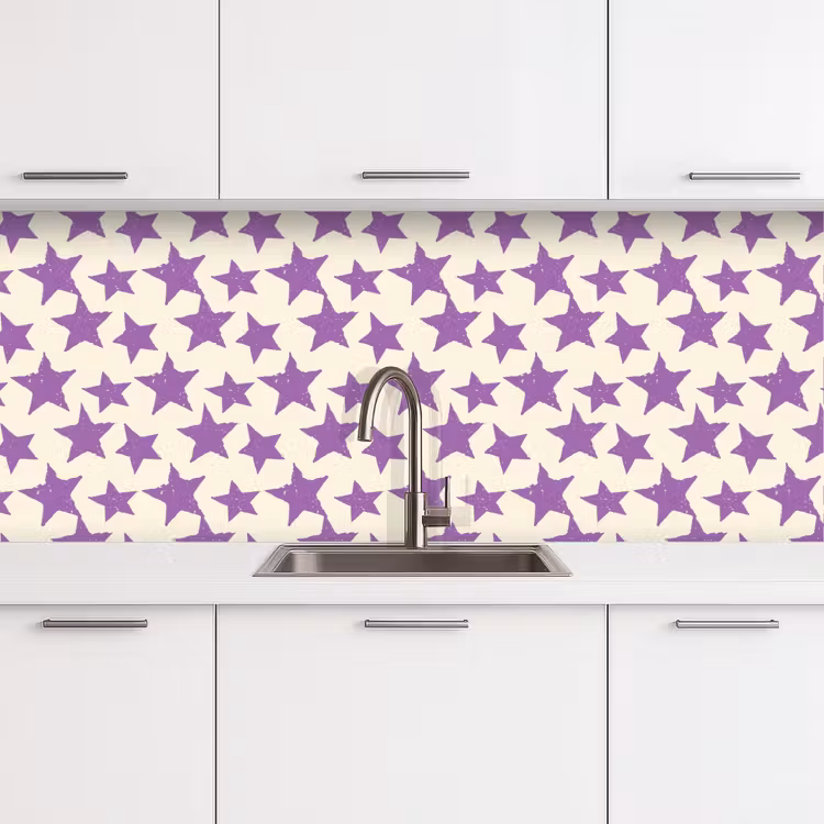 Keuken achterwand - Paars - Geometrisch - Sterren - Stempel - Patroon — 4