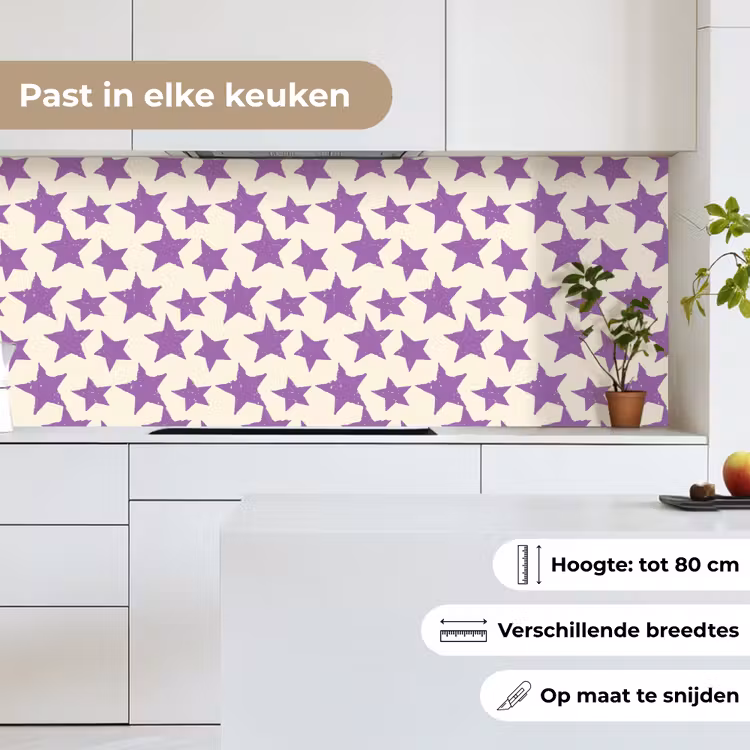 Keuken achterwand - Paars - Geometrisch - Sterren - Stempel - Patroon — 7