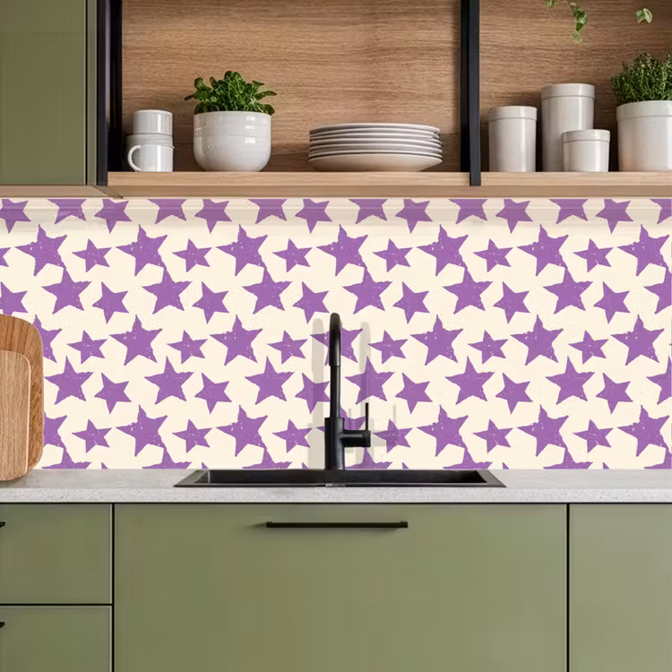 Keuken achterwand - Paars - Geometrisch - Sterren - Stempel - Patroon — 8