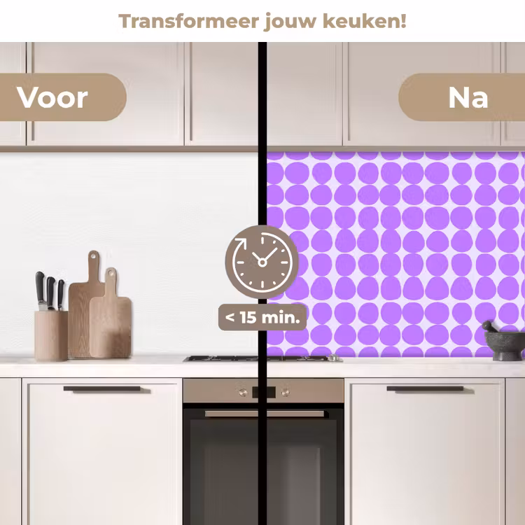 Keuken achterwand - Paars - Geometrisch - Stippen - Polka Dot - Patroon — 3