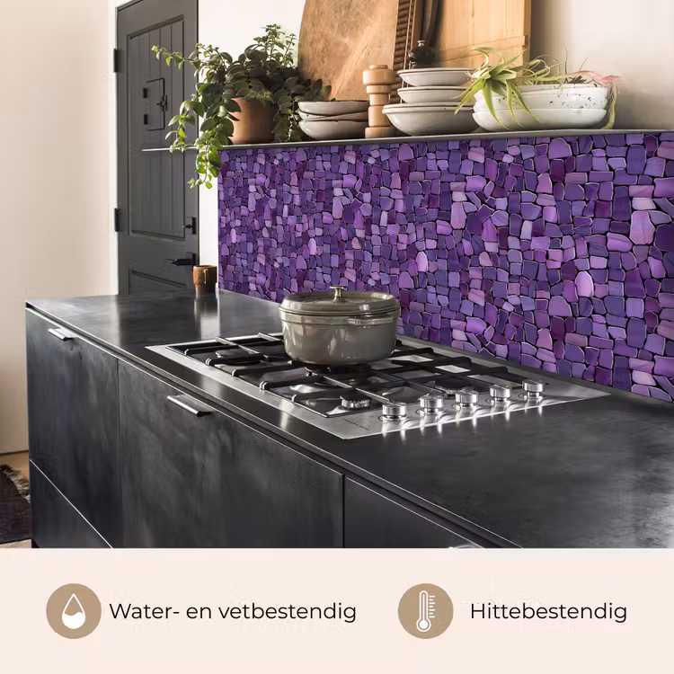 Keuken achterwand - Paars - Mozaïek - Scherven - Steen - Patroon — 5