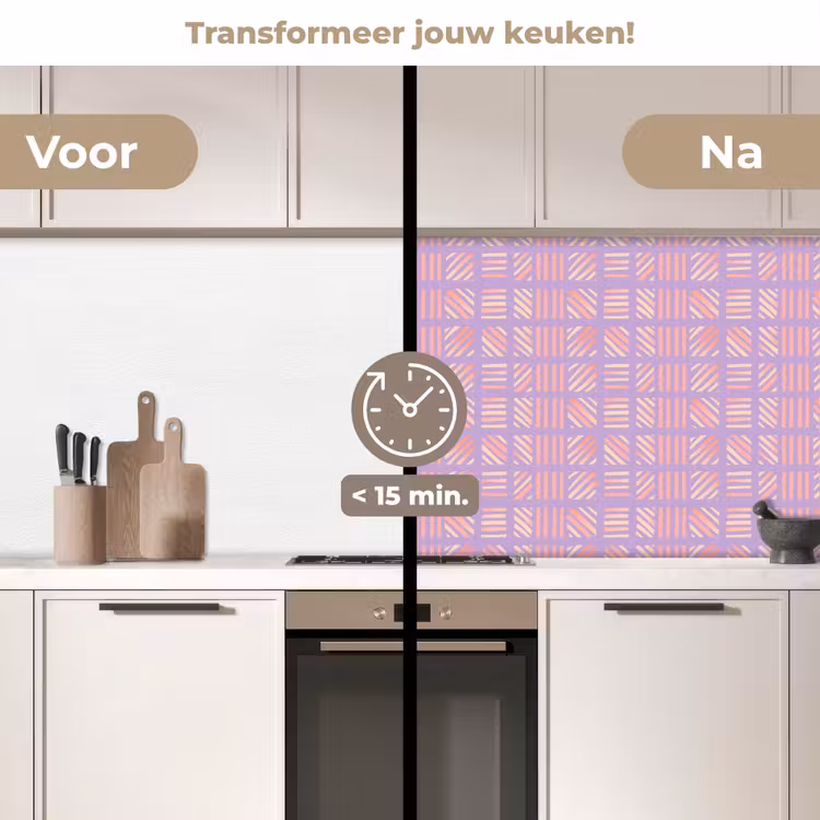 Keuken achterwand - Paars - Roze - Geometrisch - Strepen - Blokken - Patroon — 3