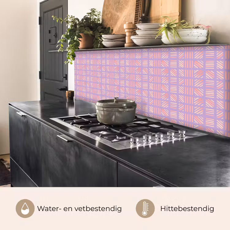 Keuken achterwand - Paars - Roze - Geometrisch - Strepen - Blokken - Patroon — 5