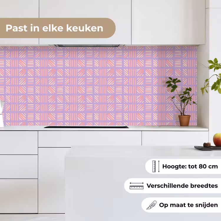Keuken achterwand - Paars - Roze - Geometrisch - Strepen - Blokken - Patroon — 7