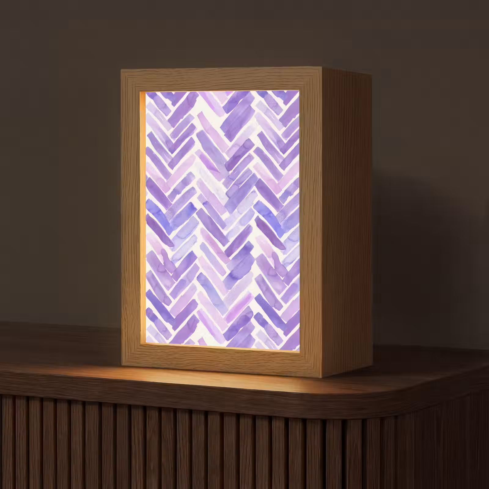 Gepersonaliseerd Lightbox - Paars - Visgraat - Aquarel - Penseelstreken - Patroon — 1