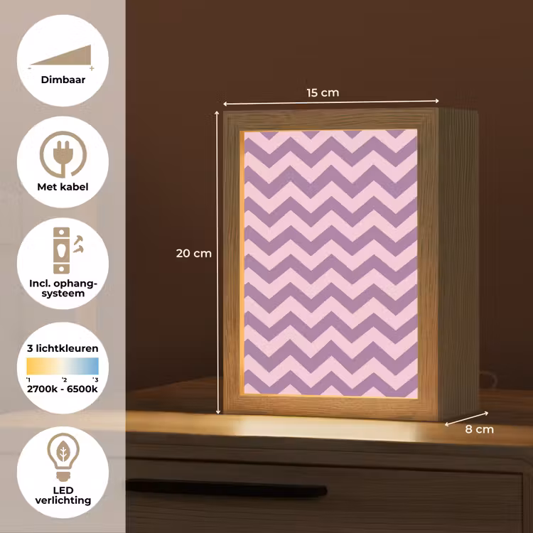 Gepersonaliseerd Lightbox - Paars - Roze - Geometrisch - Chevron - Zigzag - Patroon — 7