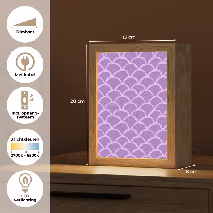 Gepersonaliseerd Lightbox - Paars - Schubber - Schelpen - Handgetekend - Patroon — 7