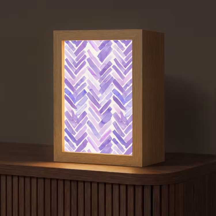 Gepersonaliseerd Lightbox - Paars - Visgraat - Aquarel - Penseelstreken - Patroon — 1