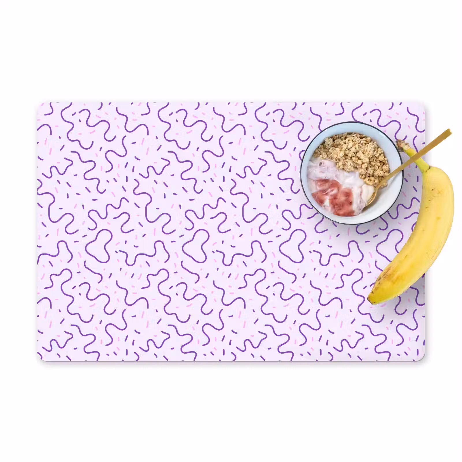 Placemat - 6 stuks - Paars - Abstract - Memphis - Retro - Spikkels - Patroon — 1
