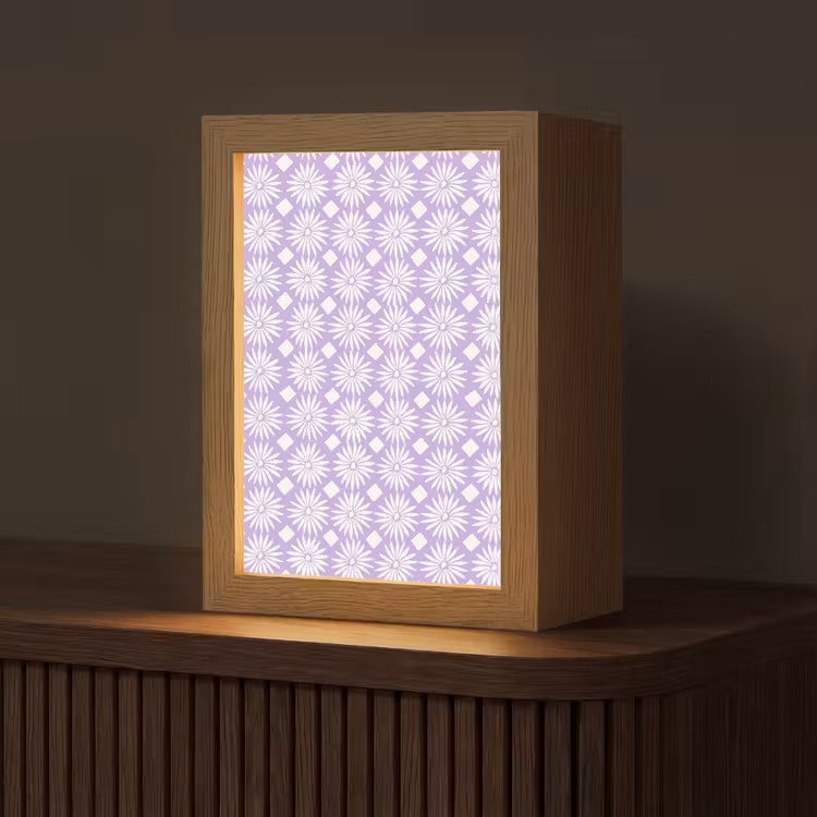Gepersonaliseerd Lightbox - Lila - Botanisch - Bloemen - Margrieten - Patroon — 1