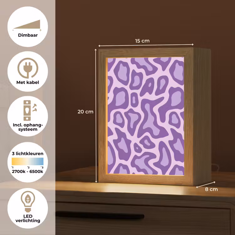 Gepersonaliseerd Lightbox - Paars - Abstract - Luipaard - Vlekken - Groovy - Patroon — 7