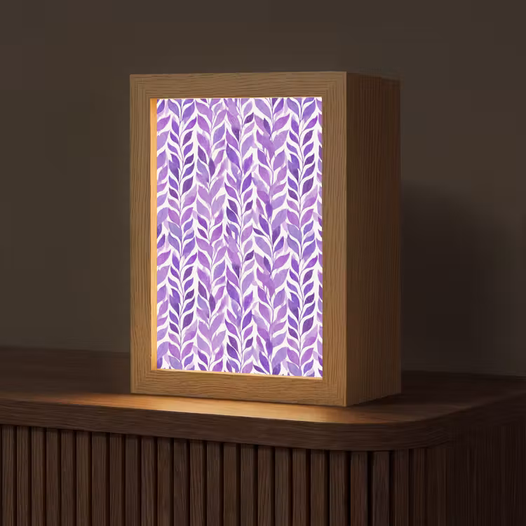 Gepersonaliseerd Lightbox - Paars - Botanisch - Bladeren - Aquarel - Takken - Patroon — 1