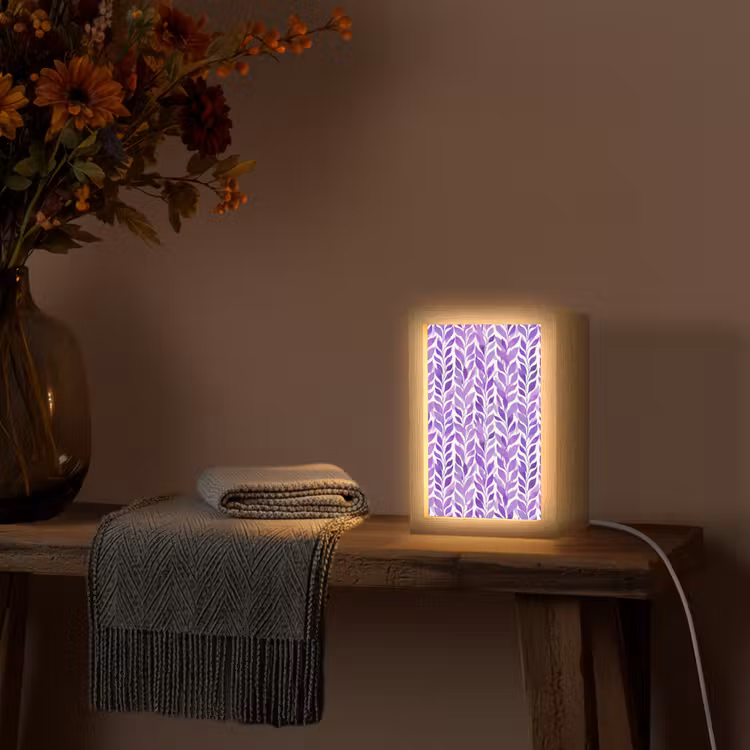 Gepersonaliseerd Lightbox - Paars - Botanisch - Bladeren - Aquarel - Takken - Patroon — 3