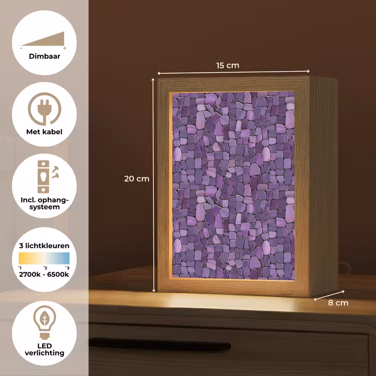 Gepersonaliseerd Lightbox - Paars - Mozaïek - Scherven - Steen - Patroon — 7