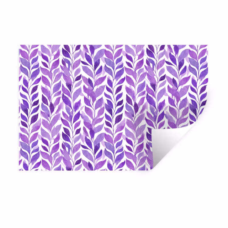 Muursticker - Paars - Botanisch - Bladeren - Aquarel - Takken - Patroon — 1