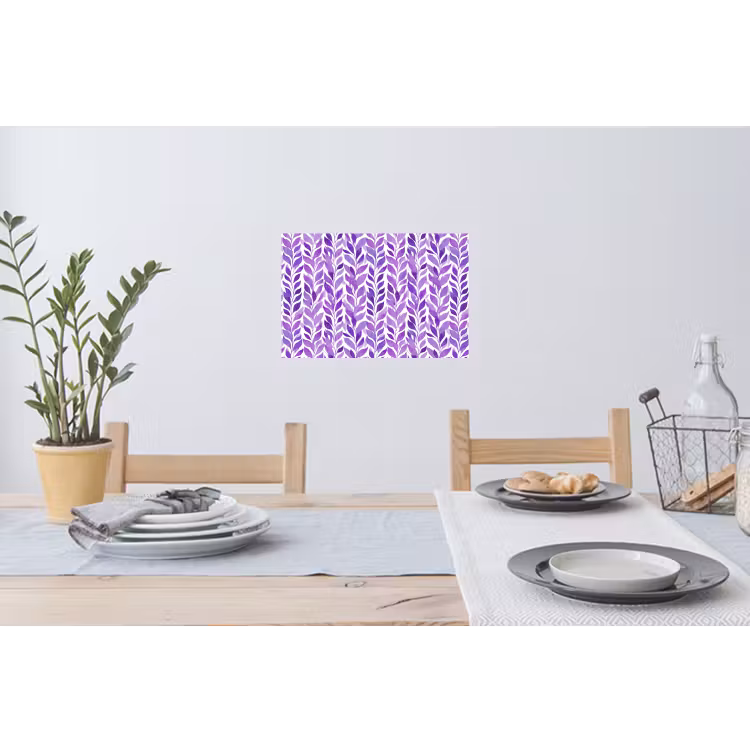 Muursticker - Paars - Botanisch - Bladeren - Aquarel - Takken - Patroon — 3