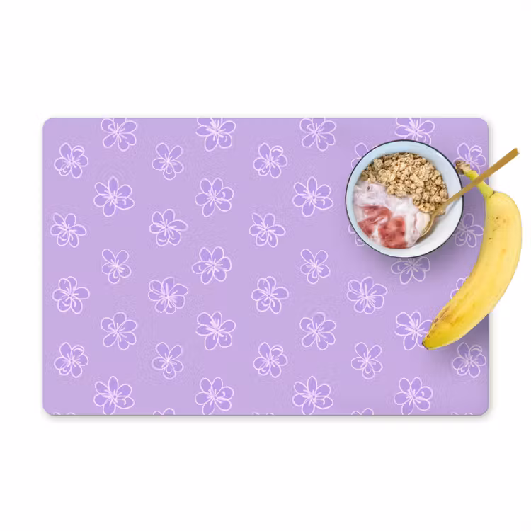 Placemat - 6 stuks - Lila - Botanisch - Bloemen - Handgetekend - Patroon — 1