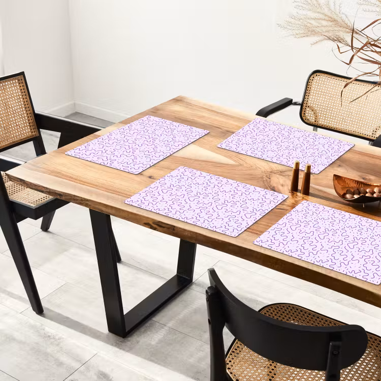 Placemat - 6 stuks - Paars - Abstract - Memphis - Retro - Spikkels - Patroon — 5