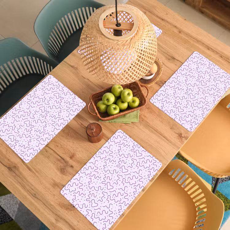 Placemat - 6 stuks - Paars - Abstract - Memphis - Retro - Spikkels - Patroon — 6